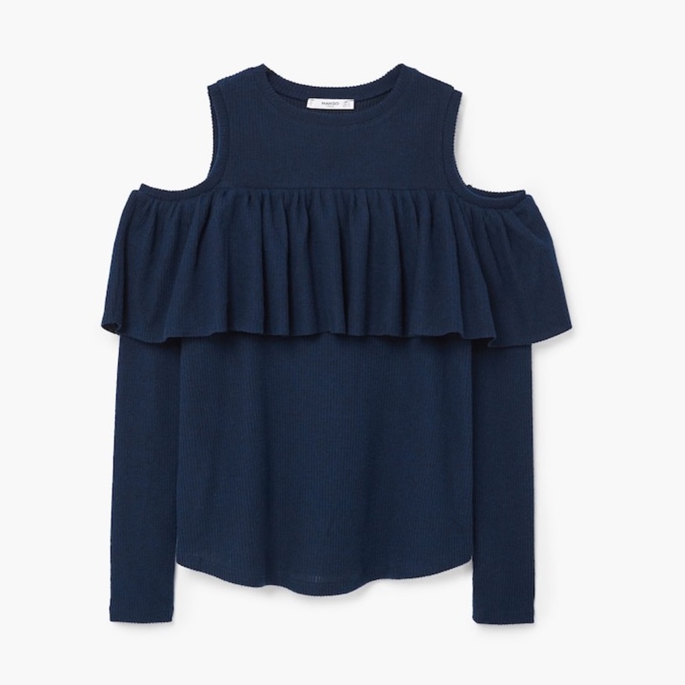 NWOT Mango Navy Cold Shoulder Sweatshirt